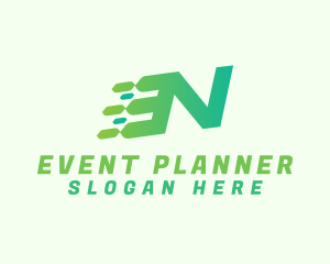 Network - Green Speed Motion Letter N logo design