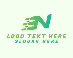 Typography - Green Speed Motion Letter N logo design