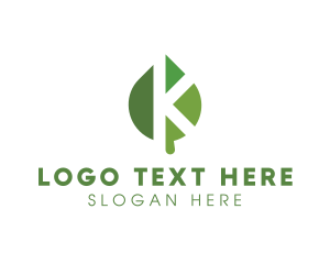 Vegan - Water Drop Leaf Letter K logo design