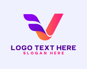 Application - Wing Company Ribbon Letter V logo design
