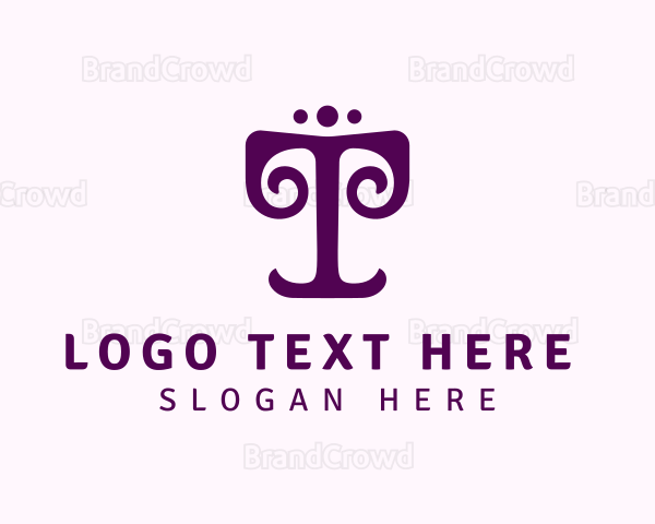 Ornamental Letter T Decor Logo