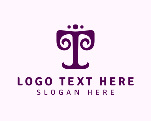 Ornamental Letter T Decor Logo