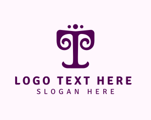 Interior Decoration - Ornamental Letter T Decor logo design