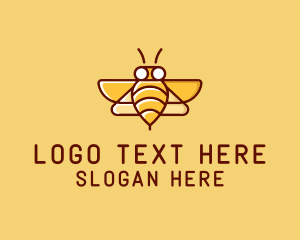 Bee Hive - Bumblebee Bee WIngs logo design