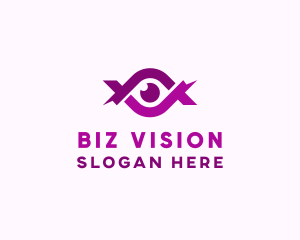 Eye Lens Ribbon logo design