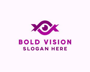 Eye Lens Ribbon logo design