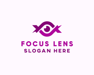 Eye Lens Ribbon logo design