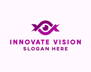 Eye Lens Ribbon logo design