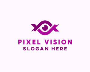 Eye Lens Ribbon logo design