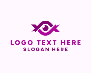 Visual Clinic - Eye Lens Ribbon logo design