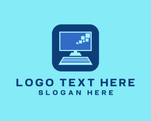 Digital Service - Pixel Desktop Computer logo design