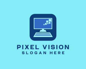 Pixel Desktop Computer  logo design