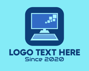 Computer - Blue Desktop Computer logo design