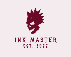 Tattooist - Punk Mohawk Skull Band logo design