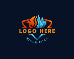 Heating - Cooling Ice Fire logo design