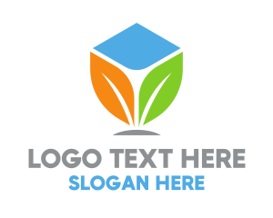 Colorful Leaf Cube Logo