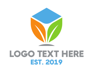 Cube - Colorful Leaf Cube logo design