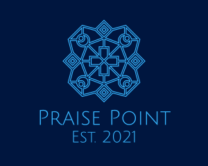 Praise - Blue Catholic Cross logo design