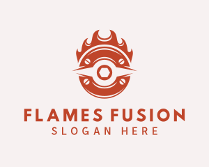 Red Flaming Mechanic logo design