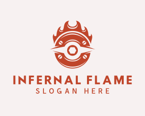 Red Flaming Mechanic logo design