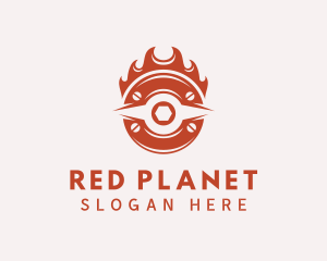 Red Flaming Mechanic logo design