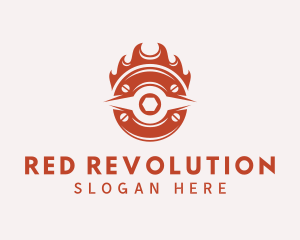 Red Flaming Mechanic logo design