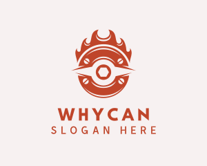 Wheel - Red Flaming Mechanic logo design