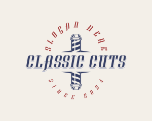 Barbershop Pole Grooming logo design