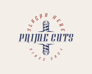 Barbershop Pole Grooming logo design