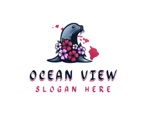 Hawaiian Floral Seal logo design