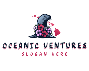 Hawaiian Floral Seal logo design