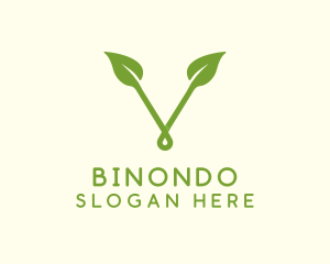 Vegetarian - Organic Leaf Letter V logo design