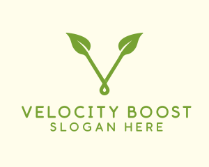 Organic Leaf Letter V logo design