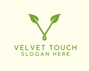 Organic Leaf Letter V logo design