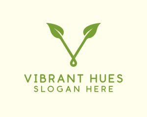 Organic Leaf Letter V logo design