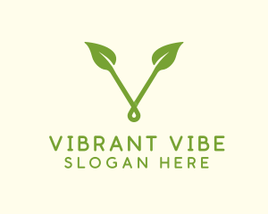 Organic Leaf Letter V logo design