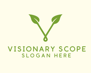 Organic Leaf Letter V logo design