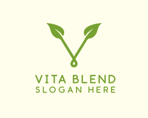 Organic Leaf Letter V logo design