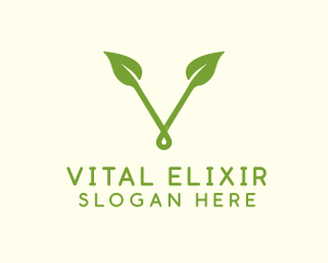 Organic Leaf Letter V logo design