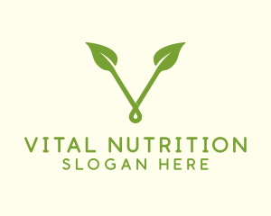 Organic Leaf Letter V logo design