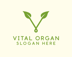 Organic Leaf Letter V logo design