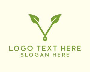 Green Leaf - Organic Leaf Letter V logo design