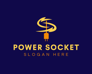 Socket - Lightning Electricity Socket logo design