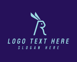 Woodland Creature - Rabbit Letter R logo design