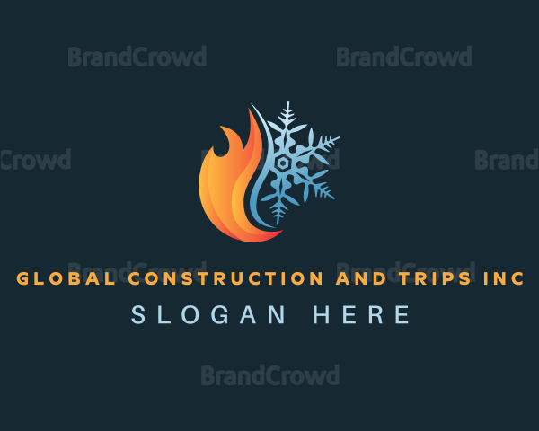 Snowflake Heat Flame Logo