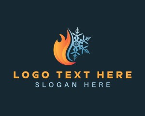 Temperature - Snowflake Heat Flame logo design