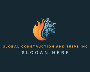 Refrigeration - Snowflake Heat Flame logo design