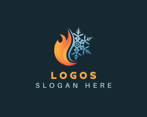 Heating - Snowflake Heat Flame logo design