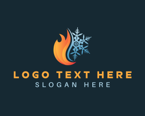 Snowflake Heat Flame Logo