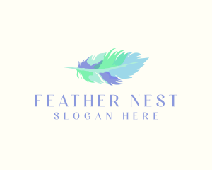 Watercolor Quill Feather logo design